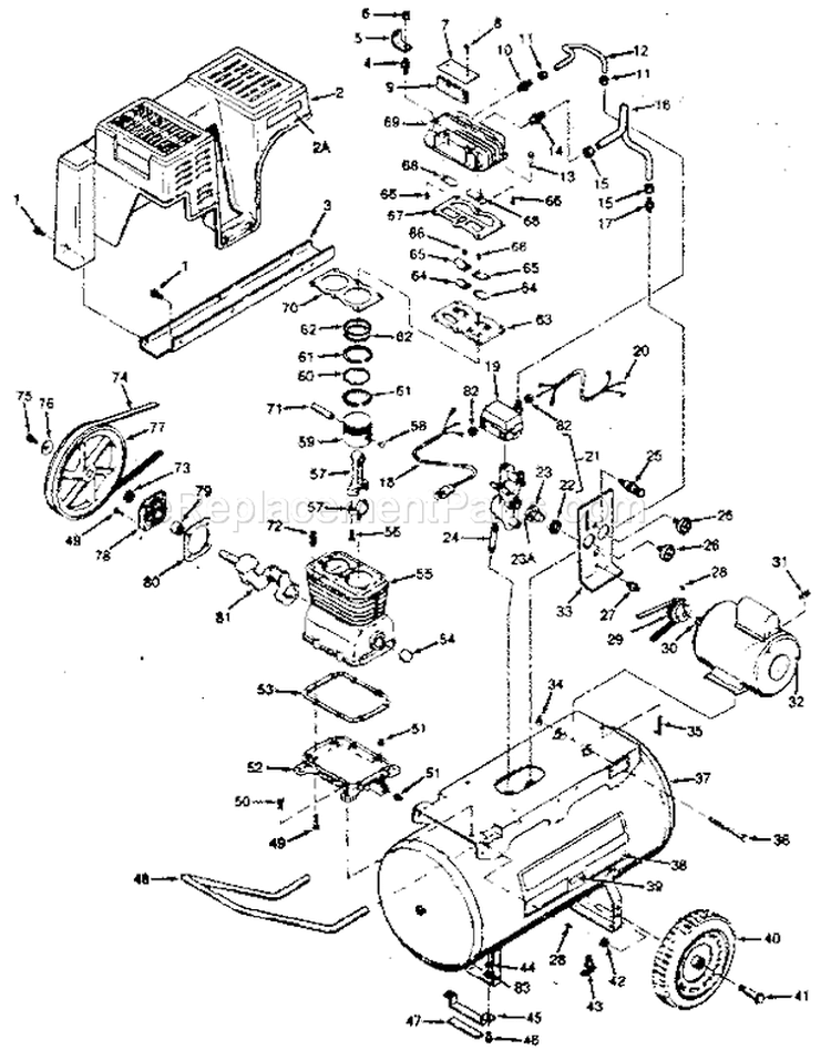 Page A Diagram and Parts List for 919176310  Craftsman Compressor