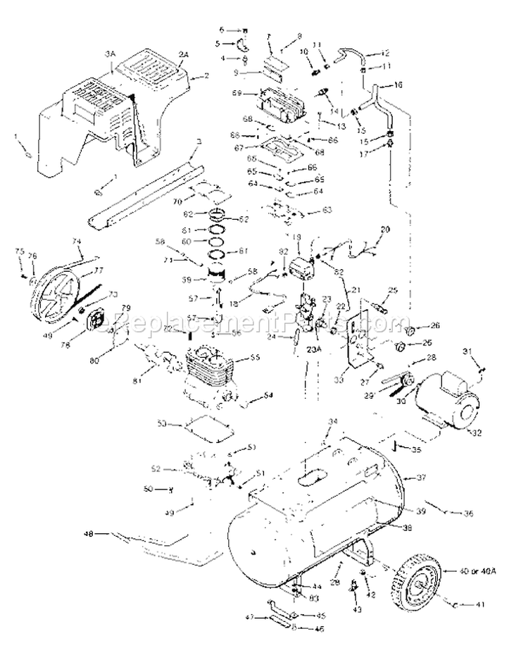 Page A Diagram and Parts List for 919176330  Craftsman Compressor