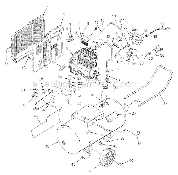 Page A Diagram and Parts List for 919176350  Craftsman Compressor