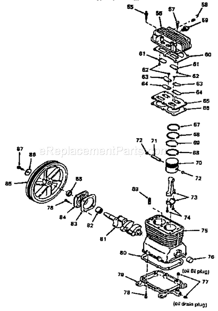 Compressor Pump Diagram Diagram and Parts List for 919176432  Craftsman Compressor