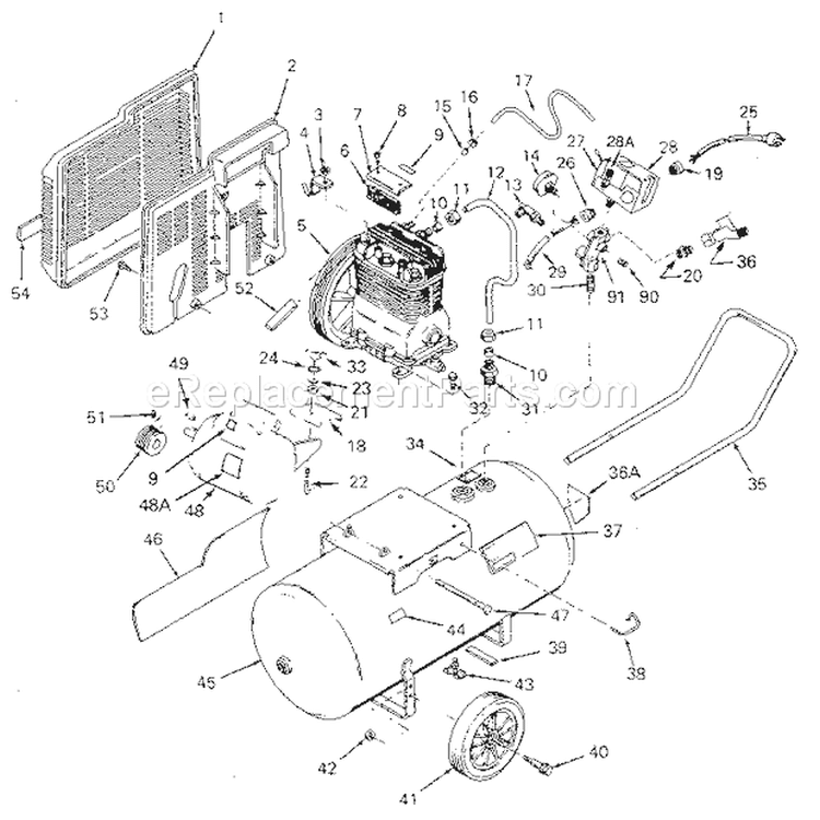 Page A Diagram and Parts List for 919176450  Craftsman Compressor