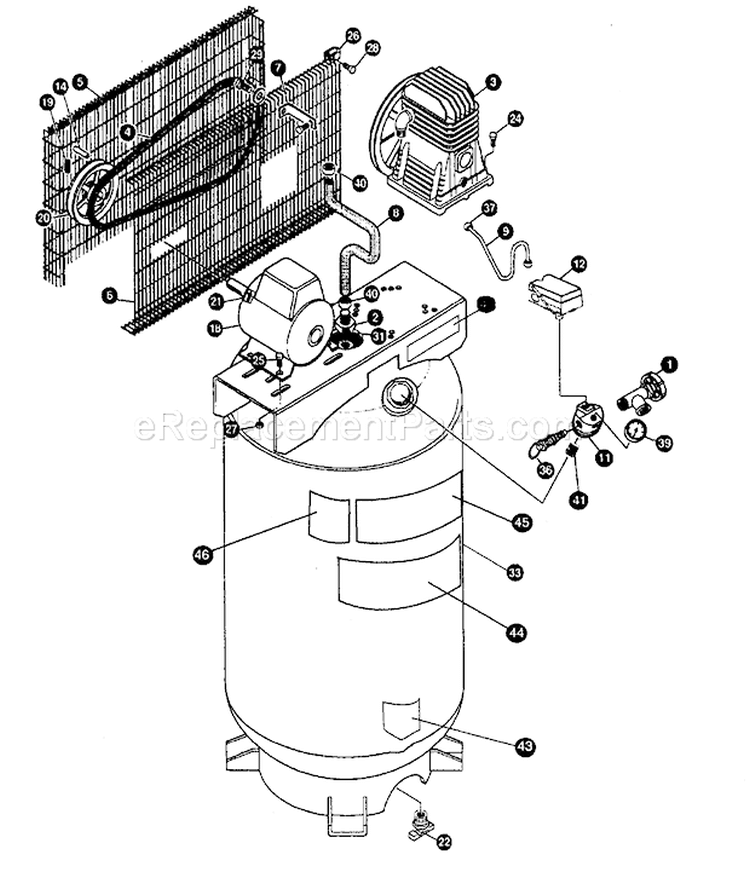 Compressor Diagram and Parts List for 919176502  Craftsman Compressor