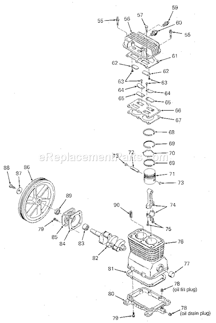 Page B Diagram and Parts List for 919176720  Craftsman Compressor