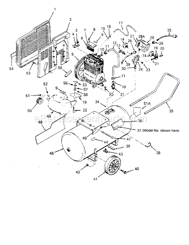 Page A Diagram and Parts List for 919176830  Craftsman Compressor
