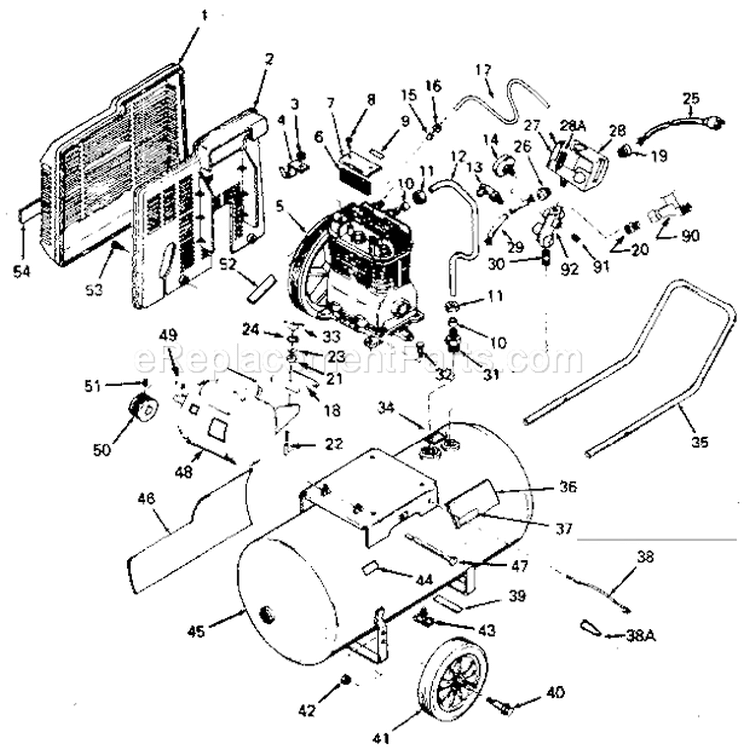 Page A Diagram and Parts List for 919176850  Craftsman Compressor