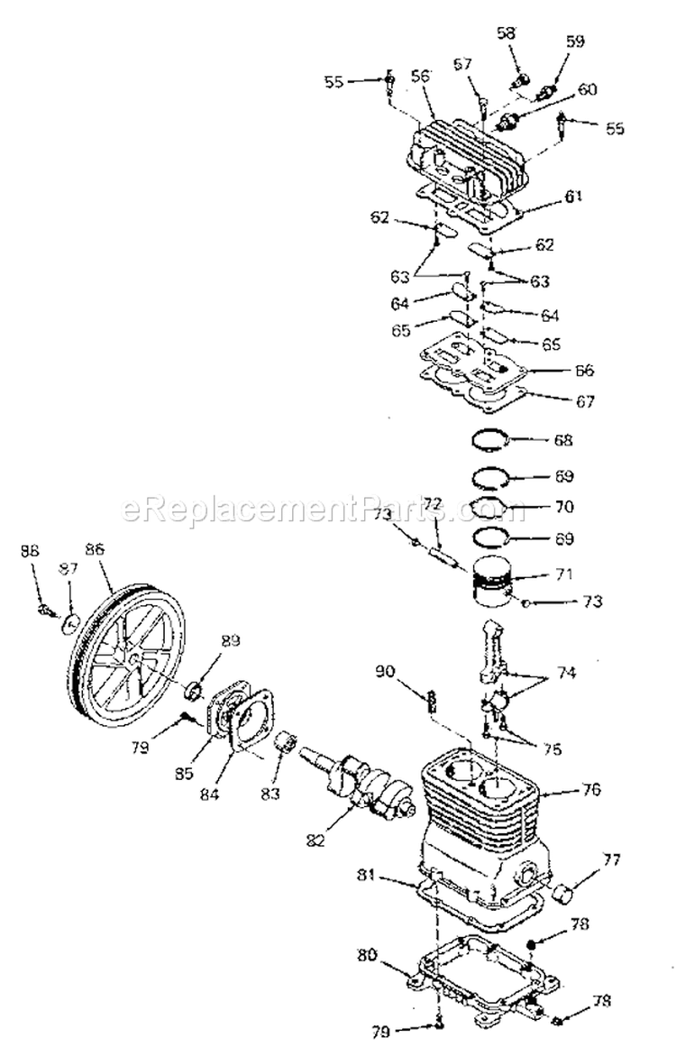 Page B Diagram and Parts List for 919176920  Craftsman Compressor