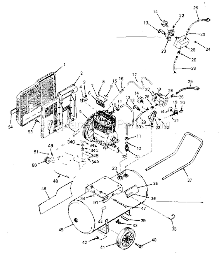 Page A Diagram and Parts List for 919176921  Craftsman Compressor