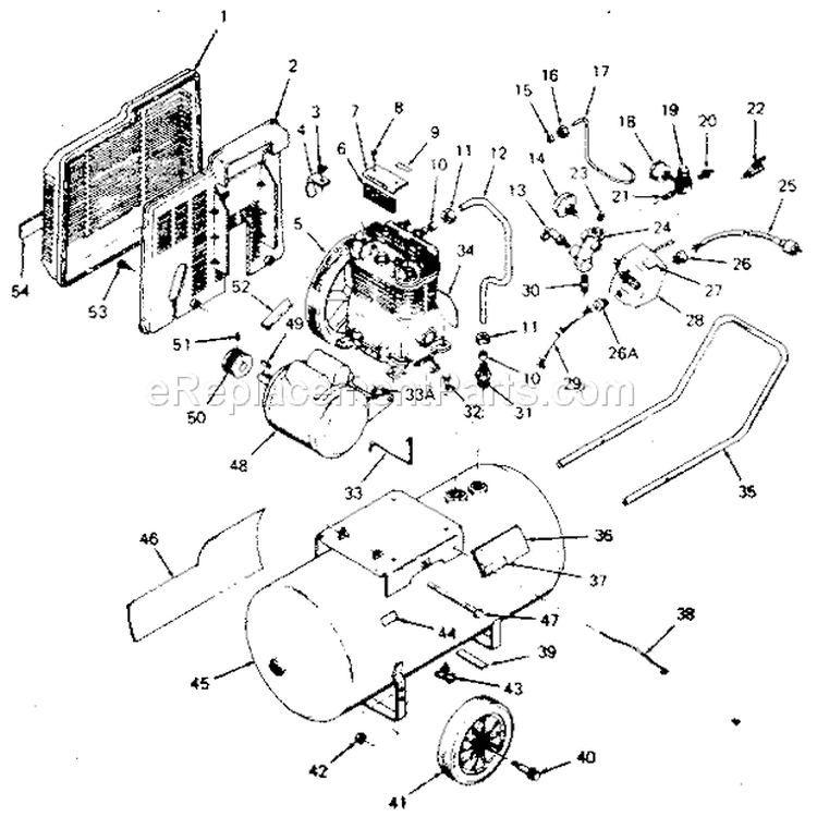 Page A Diagram and Parts List for 919176930  Craftsman Compressor