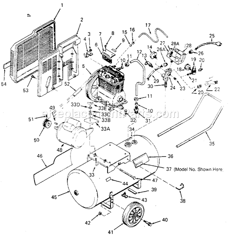 Page A Diagram and Parts List for 919176941  Craftsman Compressor