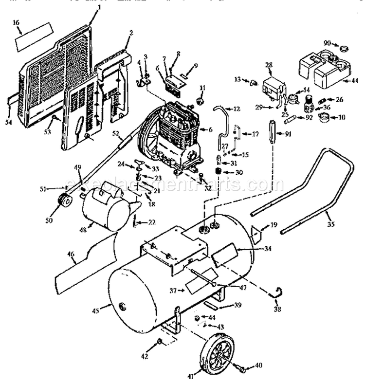 Page A Diagram and Parts List for 919176952  Craftsman Compressor