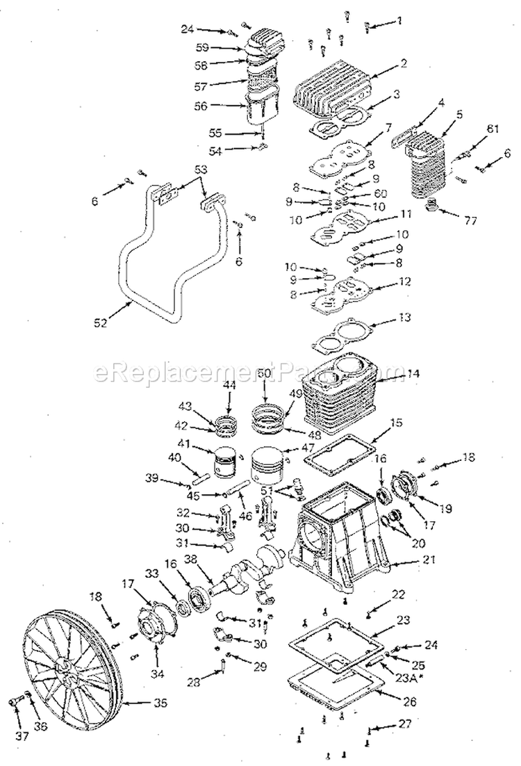 Air Compressor Pump Diagr... Diagram and Parts List for 919177150  Craftsman Compressor