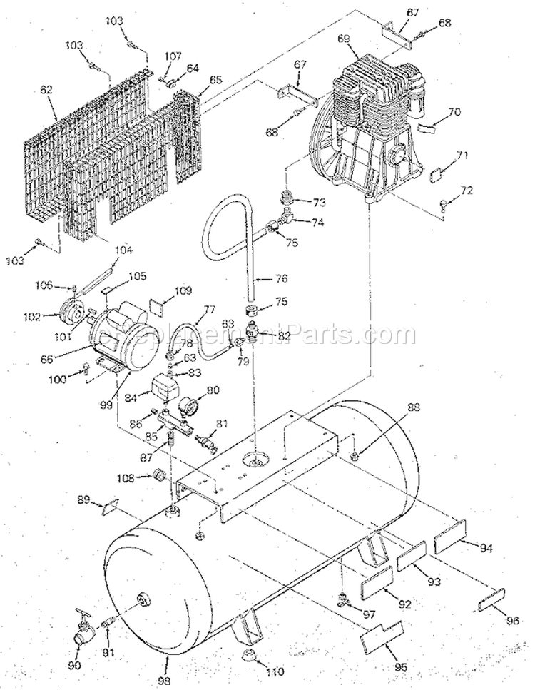 Page C Diagram and Parts List for 919177150  Craftsman Compressor