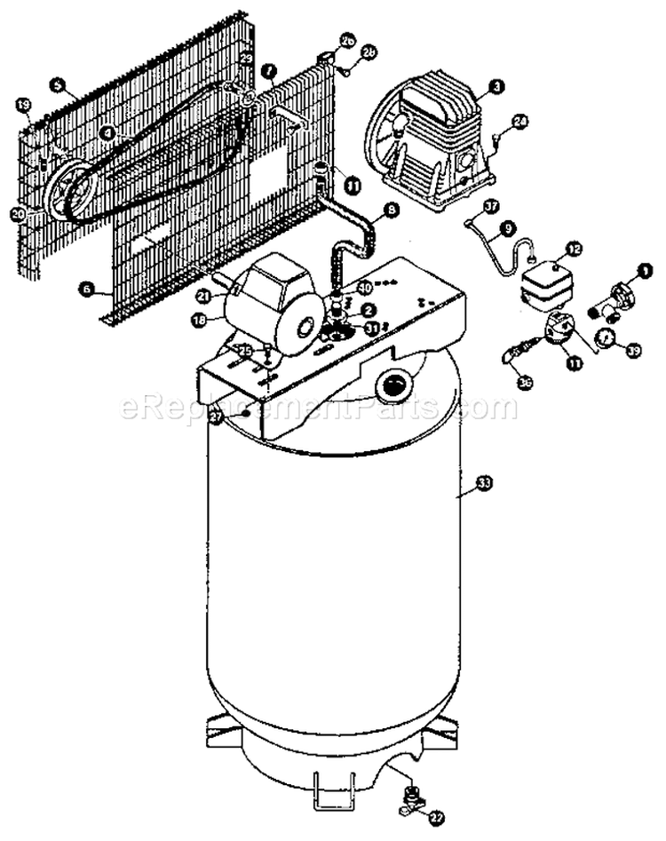 Air Compressor Diagram Diagram and Parts List for 919177151  Craftsman Compressor