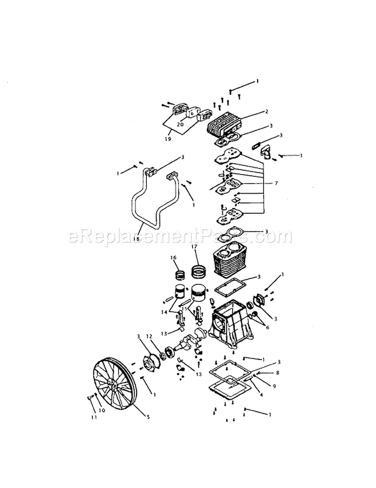 Pump Diagram and Parts List for 919177152  Craftsman Compressor