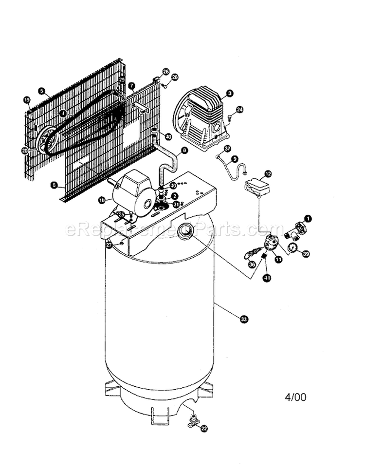 Air Compressor Diagram Diagram and Parts List for 919177253  Craftsman Compressor