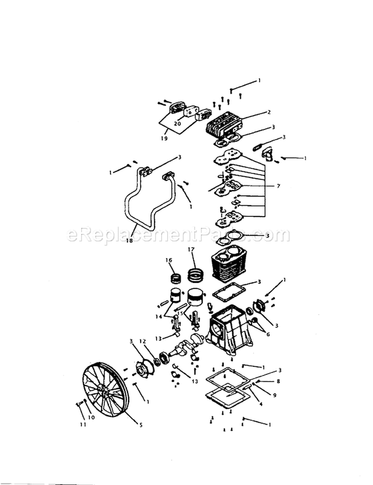 Compressor Pump Diagram Diagram and Parts List for 919177253  Craftsman Compressor