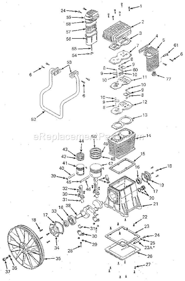 Air Compressor Pump Diagr... Diagram and Parts List for 919177350  Craftsman Compressor