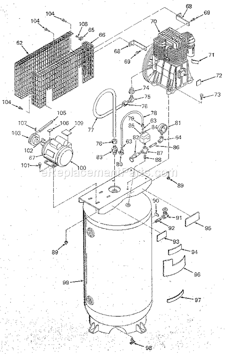 Page C Diagram and Parts List for 919177350  Craftsman Compressor