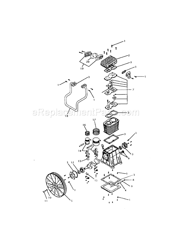Pump Diagram and Parts List for 919177351  Craftsman Compressor