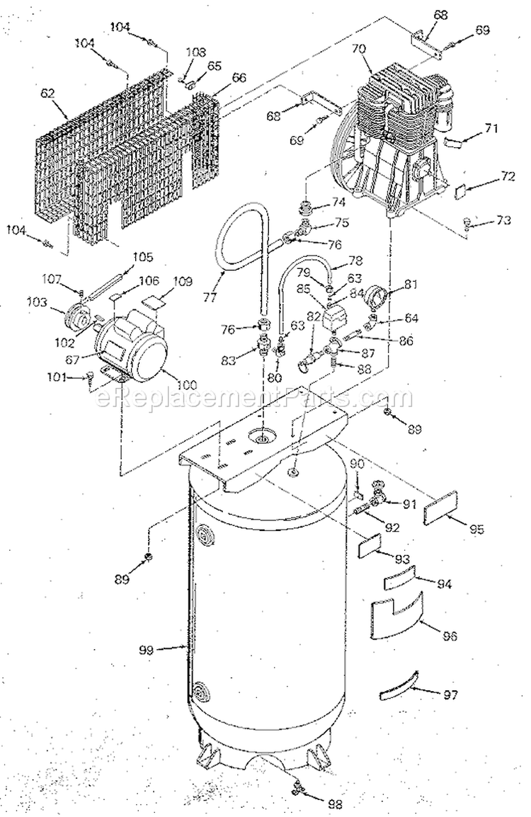 Air Compressor Diagram - ... Diagram and Parts List for 919177450  Craftsman Compressor
