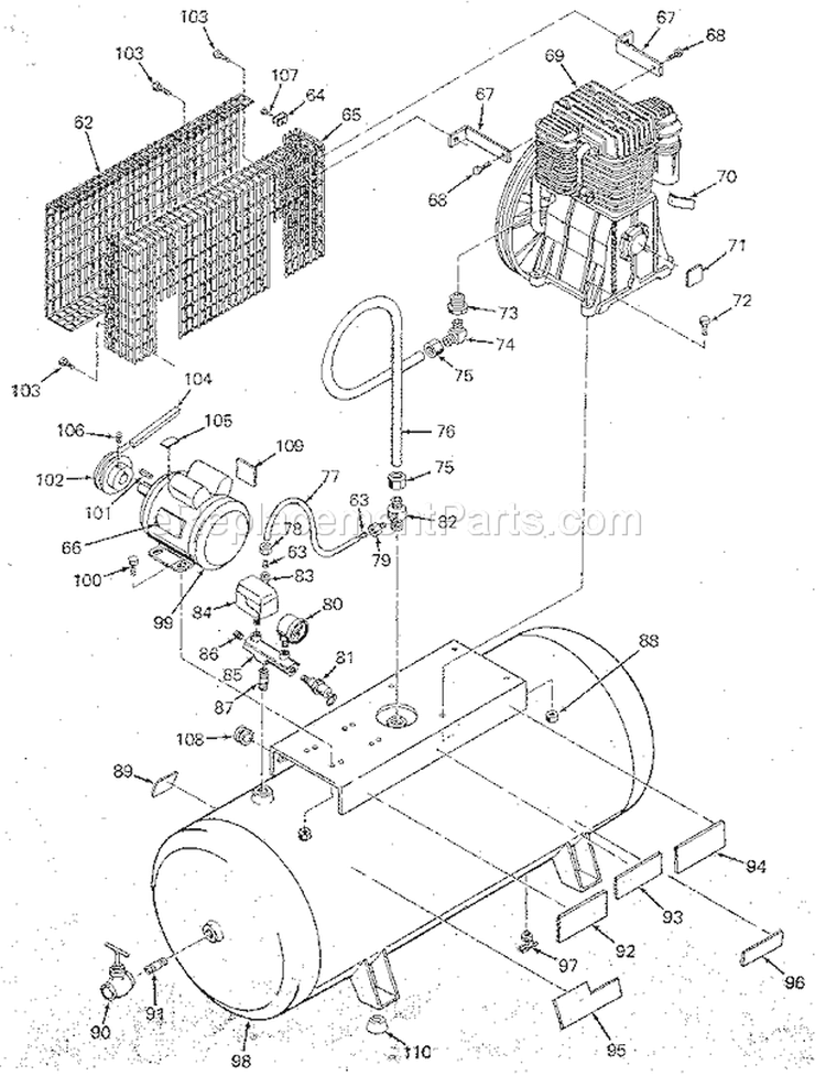 Page C Diagram and Parts List for 919177450  Craftsman Compressor