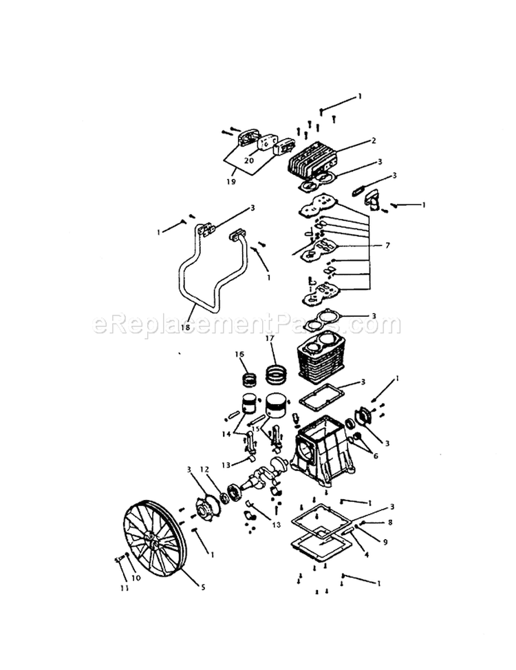 Compressor Pump Diagram Diagram and Parts List for 919177452  Craftsman Compressor