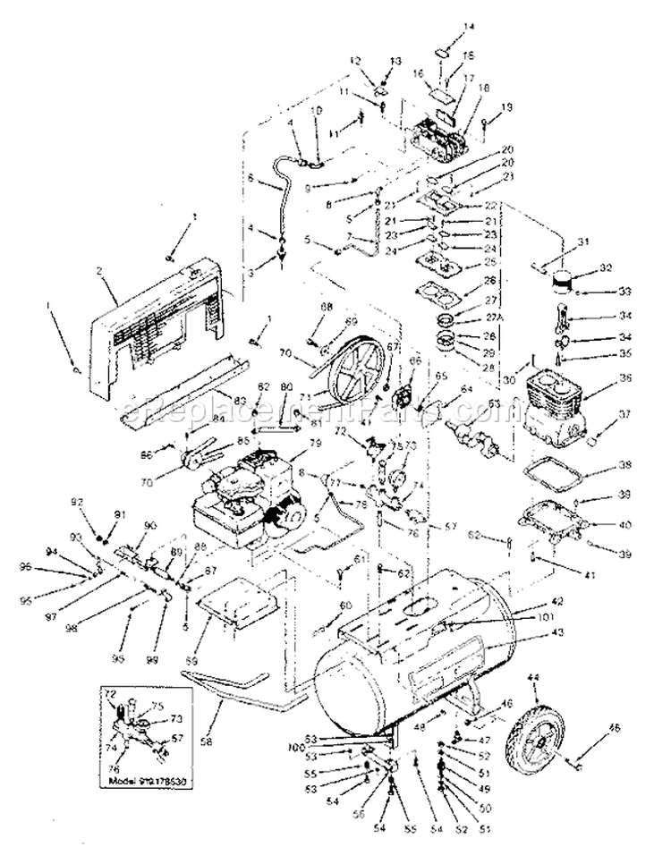 Page A Diagram and Parts List for 919178541  Craftsman Compressor