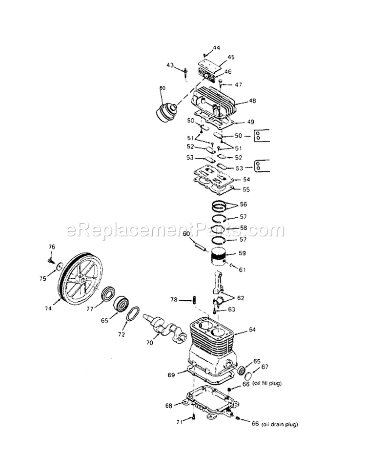 Compressor Pump Diagram and Parts List for 919184160  Craftsman Compressor