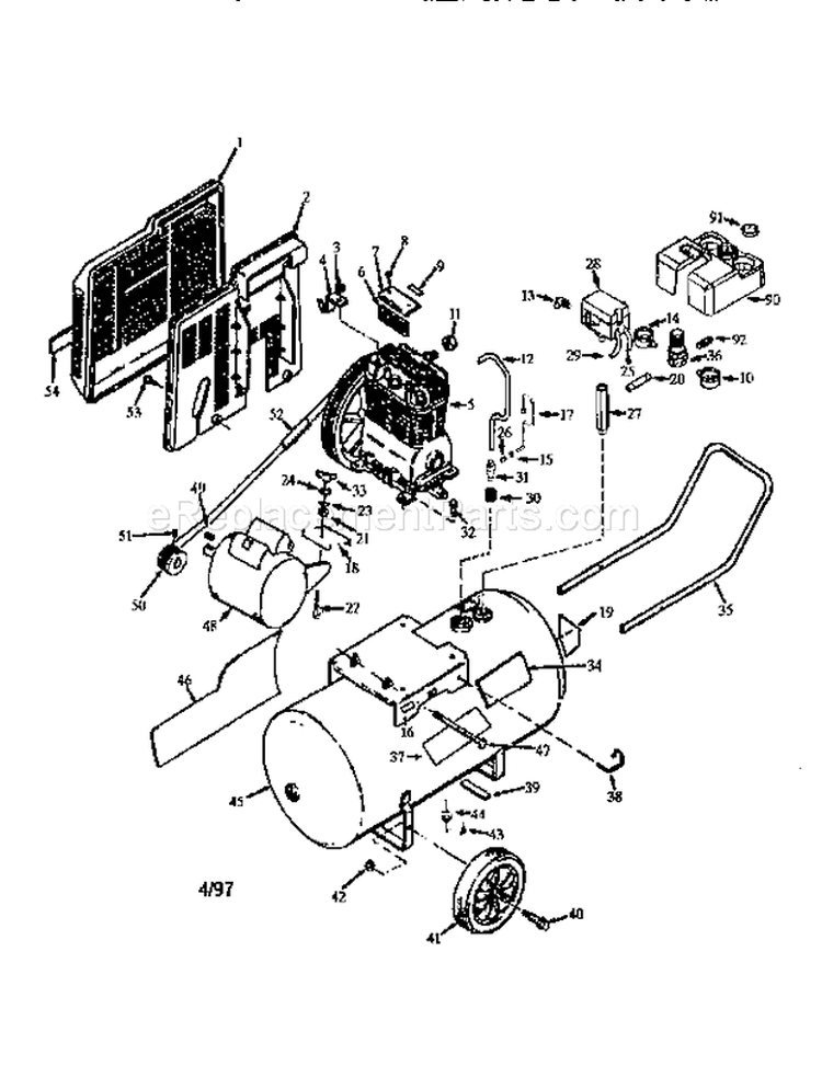 Page A Diagram and Parts List for 919186430  Craftsman Compressor