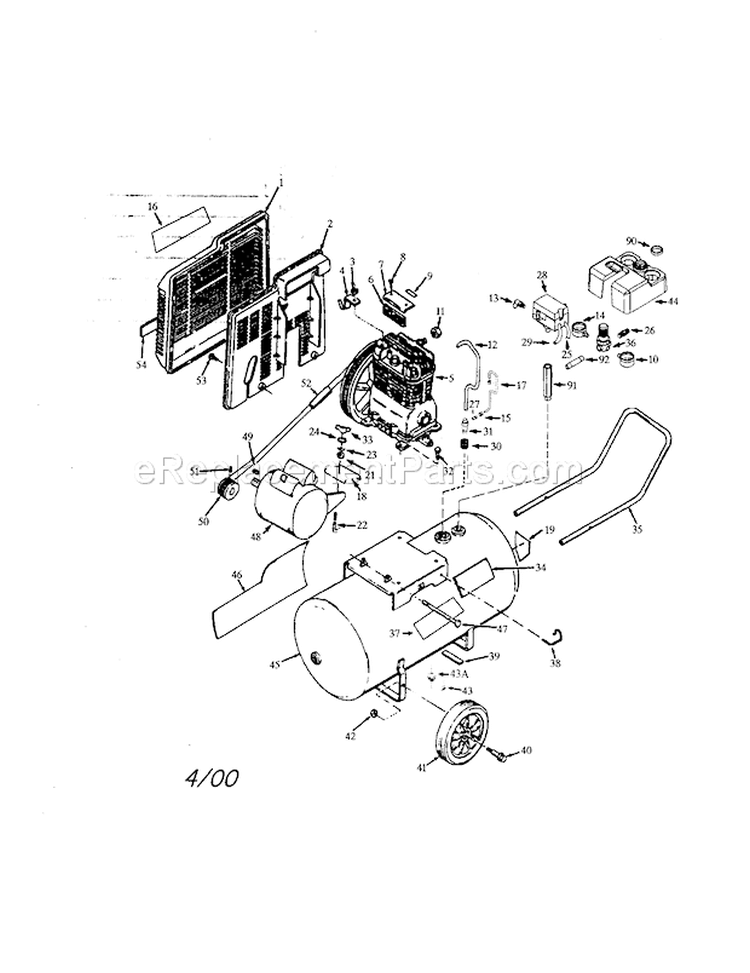 Air Compressor Diagram Diagram and Parts List for 919186950  Craftsman Compressor
