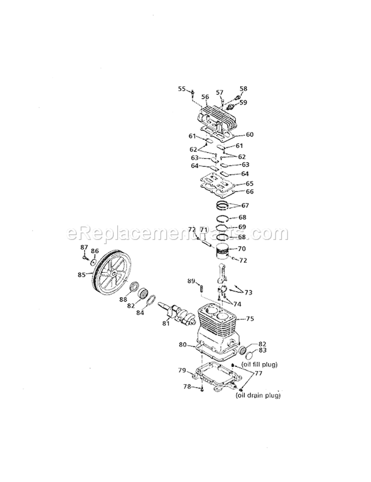 Compressor Pump Diagram Diagram and Parts List for 919186950  Craftsman Compressor