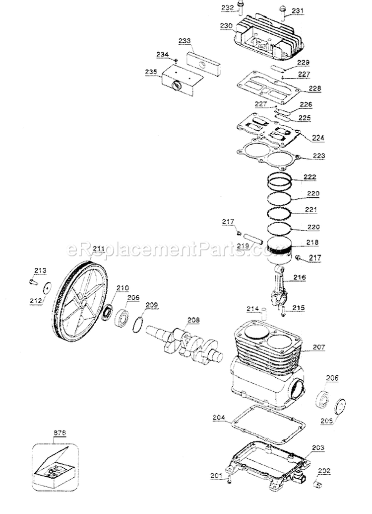 Pump Diagram and Parts List for 919195413  Craftsman Compressor