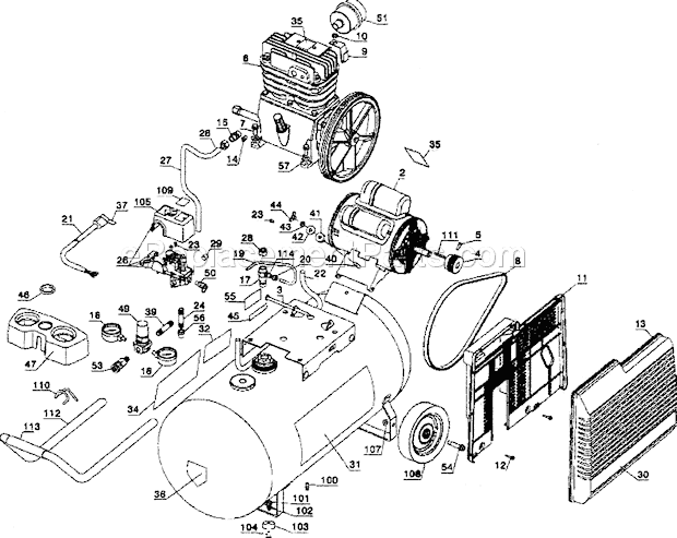 Compressor Diagram and Parts List for 919195414  Craftsman Compressor