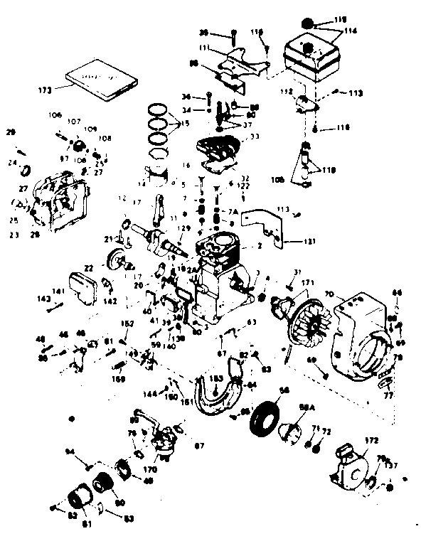 Basic Engine Diagram and Parts List for 143645012  Craftsman Engine