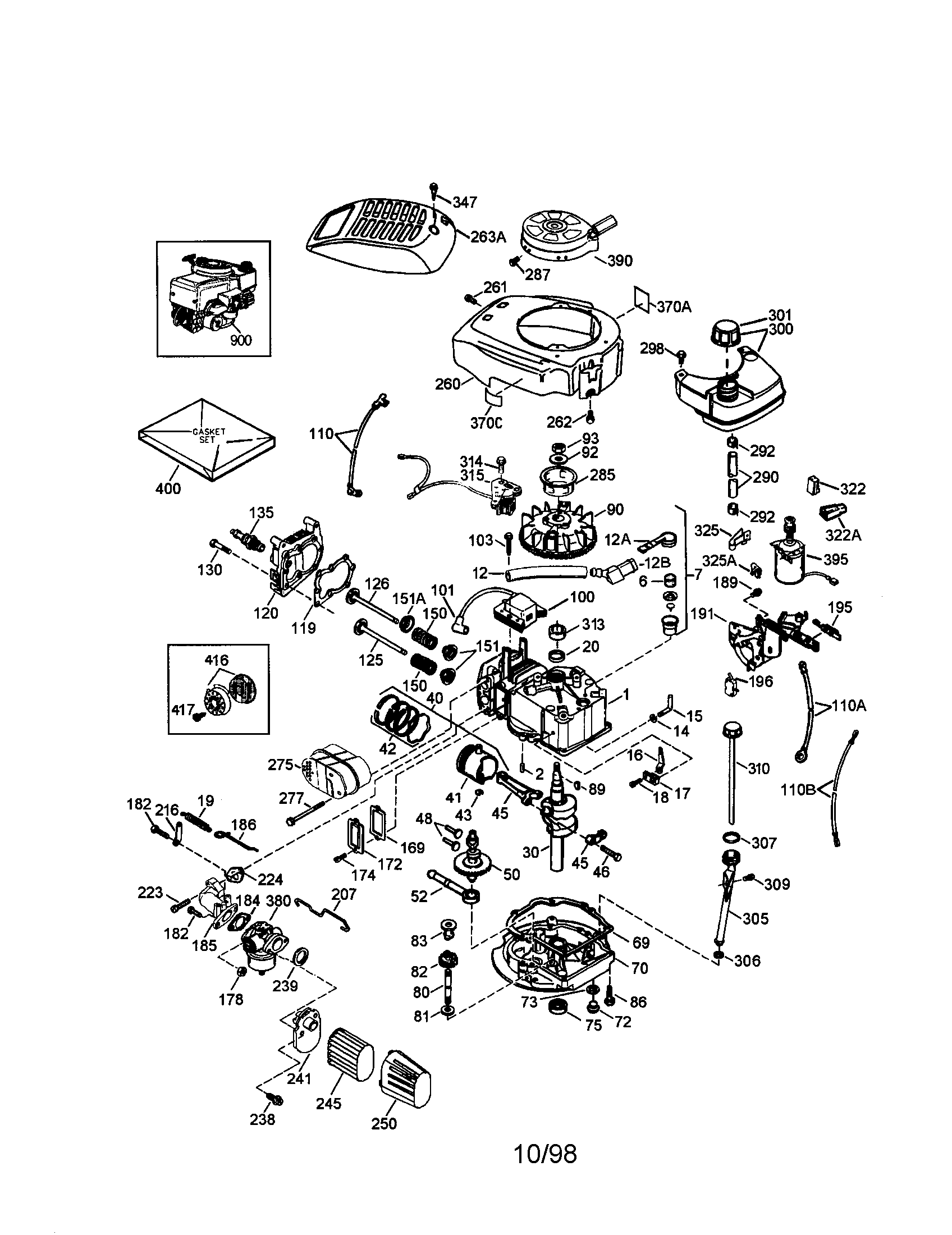 Craftsman 4-cycle Engine Diagram and Parts List for 143996504  Craftsman Engine