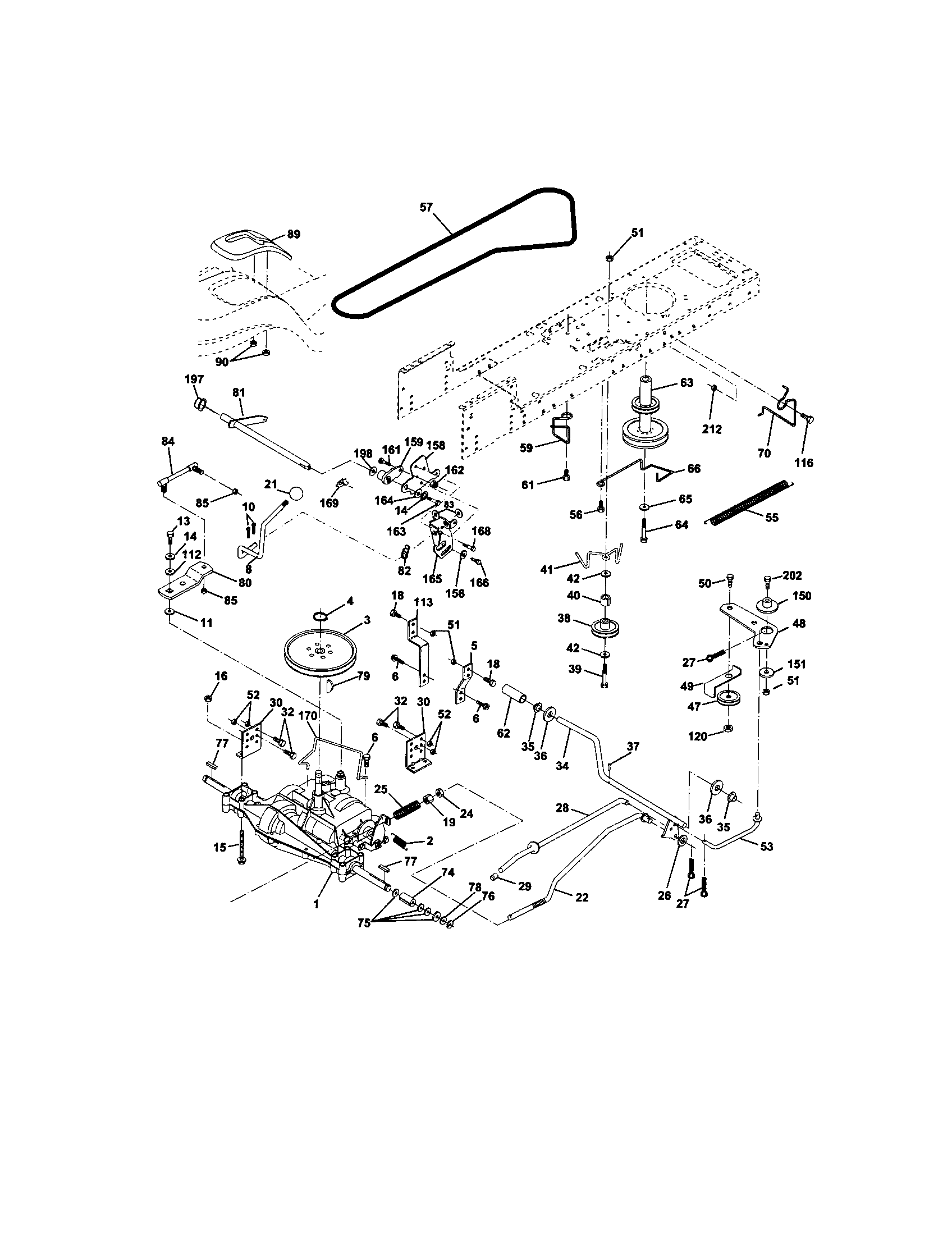 Ground Drive Diagram and Parts List for 917271632  Craftsman Lawn Tractor