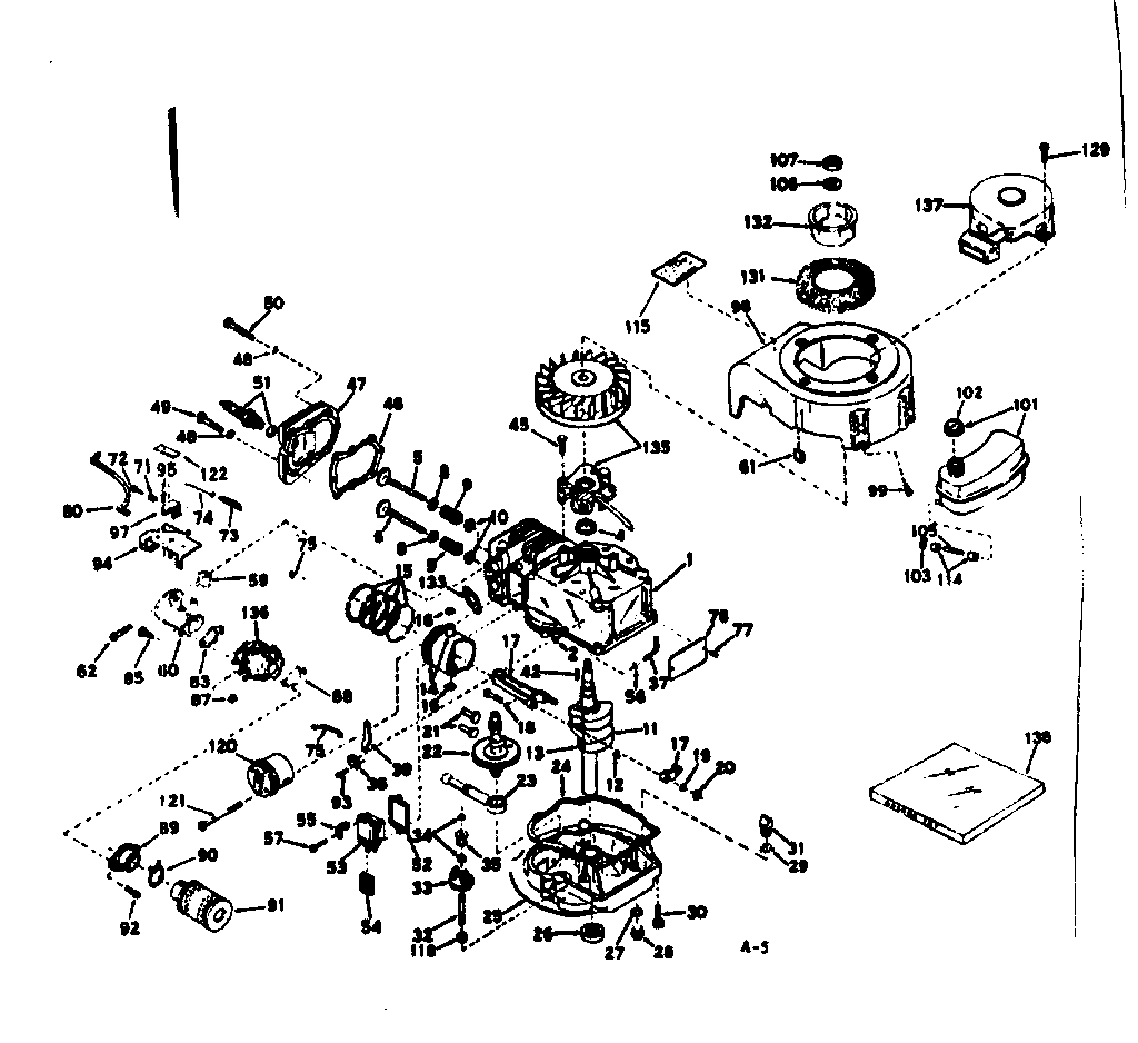 Basic Engine Diagram and Parts List for 143223032  Craftsman Engine