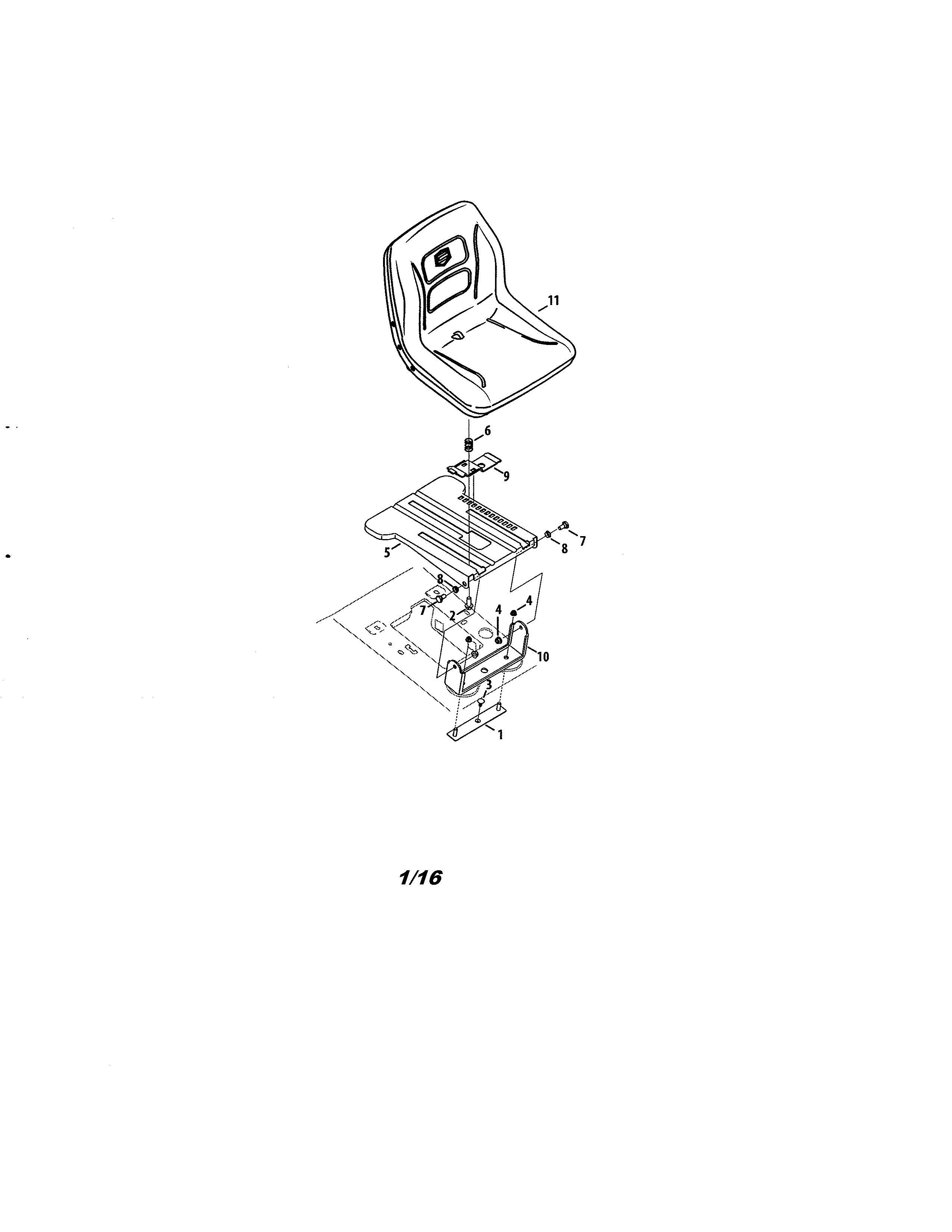 Seat/pivot Plate Diagram and Parts List for 247202420  Craftsman Lawn Tractor