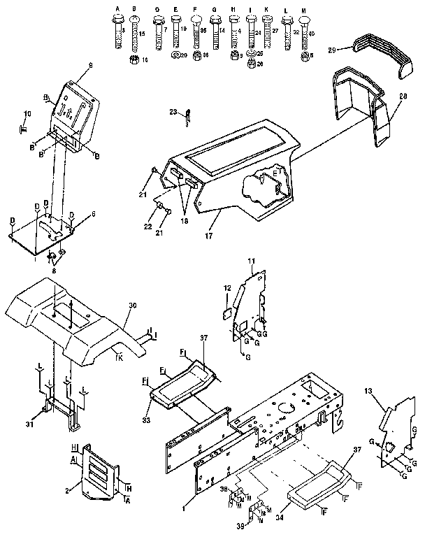 Chassis And Enclosures Diagram and Parts List for 917255572  Craftsman Lawn Tractor