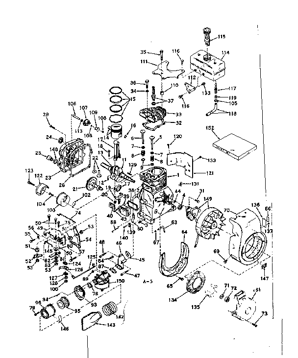 Basic Engine Diagram and Parts List for 143561212  Craftsman Engine