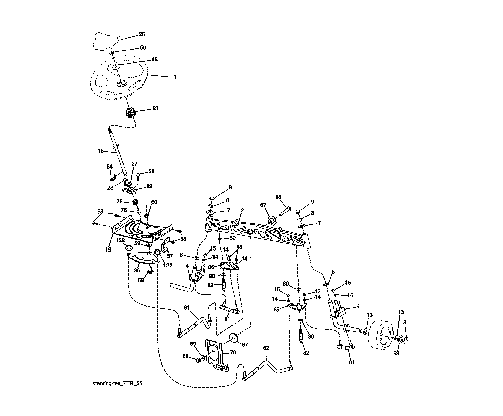 Steering assembly Diagram and Parts List for 960420221  Craftsman Lawn Tractor