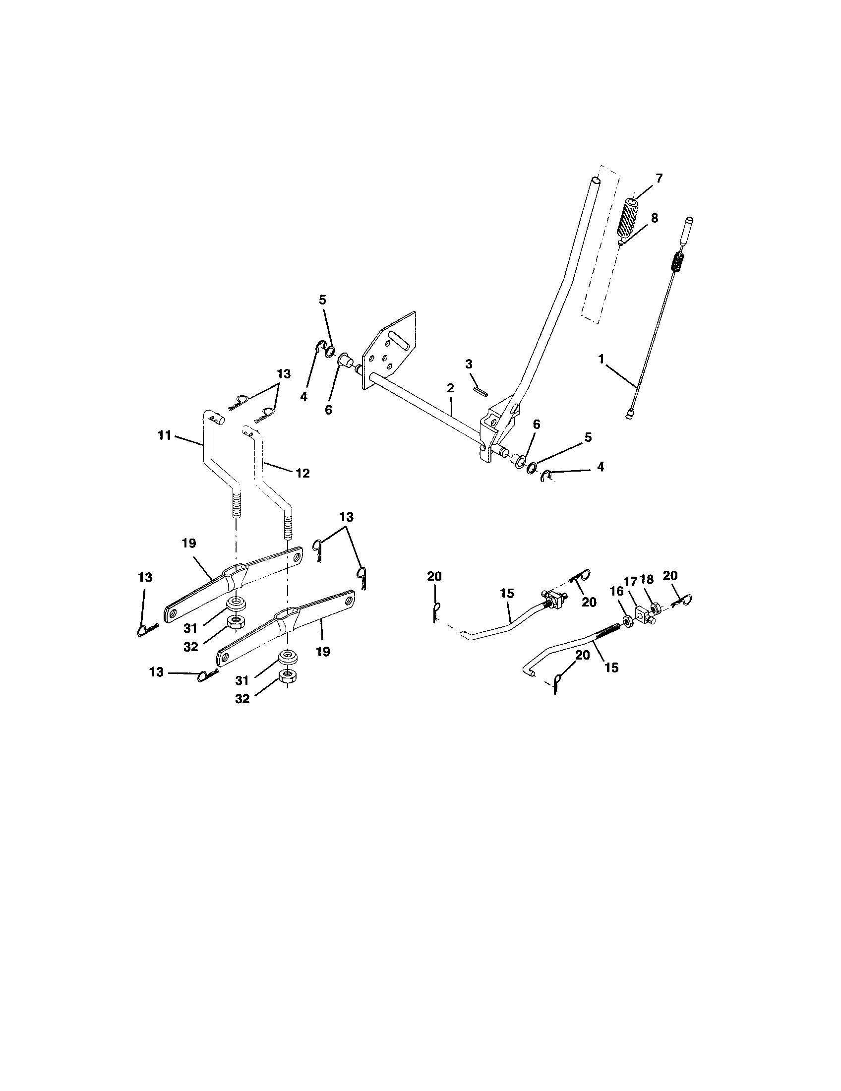 Lift Assembly Diagram and Parts List for 917273399  Craftsman Lawn Tractor