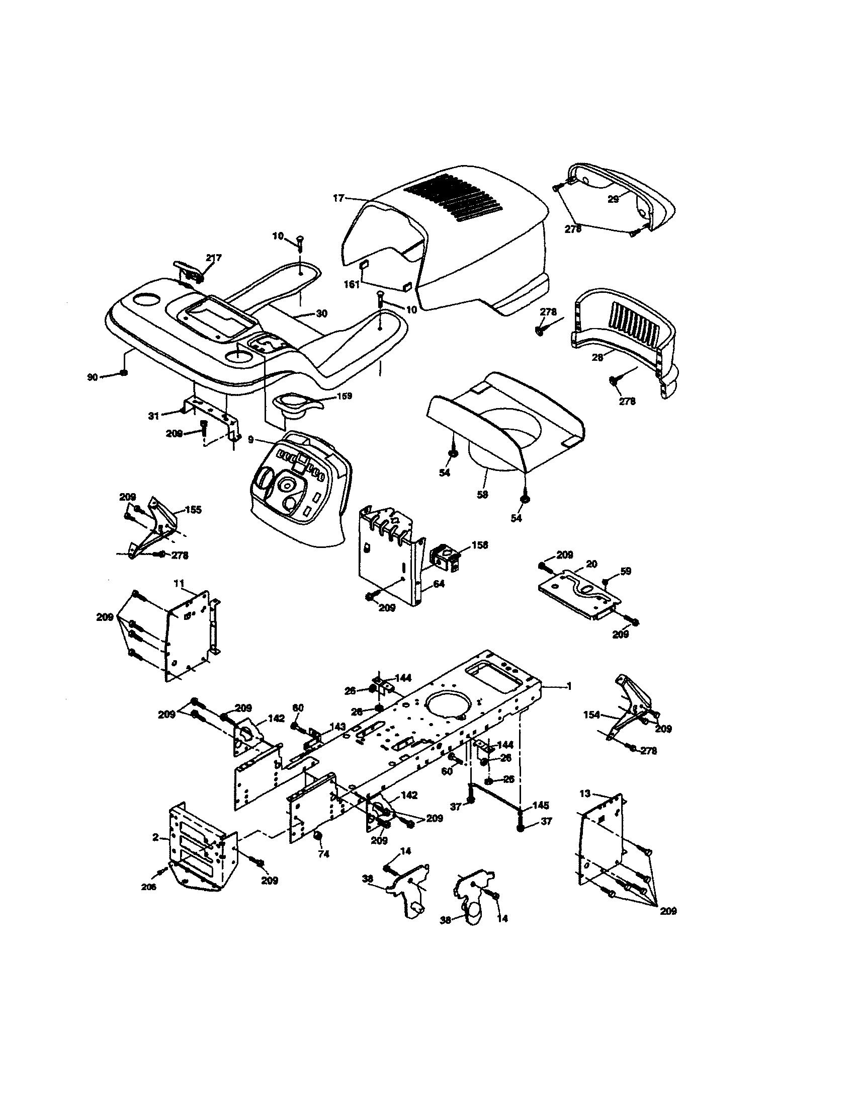 Chassis And Enclosures Diagram and Parts List for 917275685  Craftsman Lawn Tractor