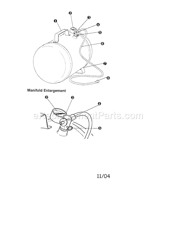 Portable Air Tank Diagram and Parts List for 92115201  Craftsman Compressor