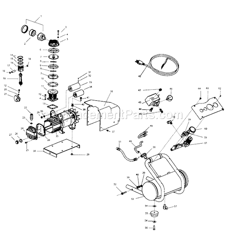 Air Compressor Diagram and Parts List for 921153120  Craftsman Compressor