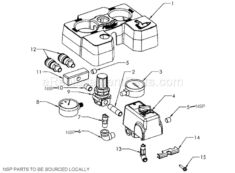 Handle Assy Diagram and Parts List for 92116473  Craftsman Compressor