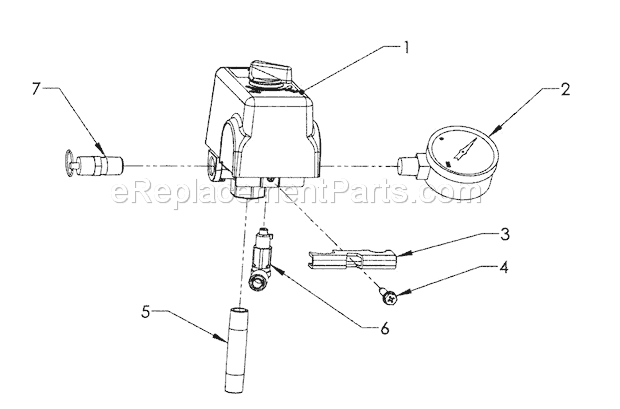 Switch Asy Diagram and Parts List for 92116476  Craftsman Compressor