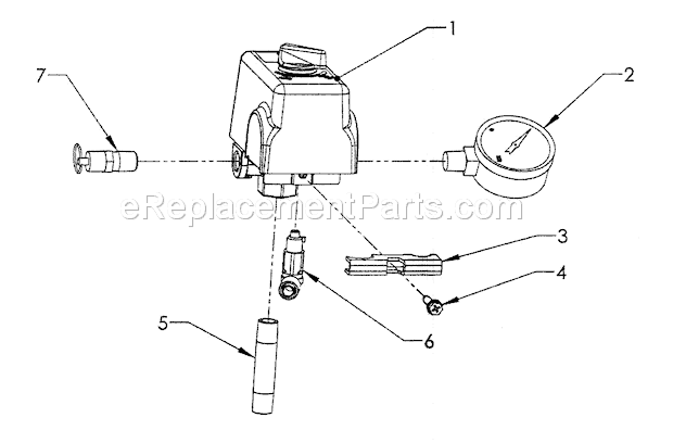 Switch Assy Diagram and Parts List for 92116477  Craftsman Compressor