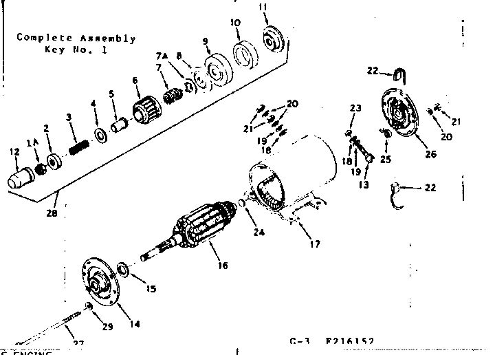 Starter Motor Diagram and Parts List for 143216152  Craftsman Engine