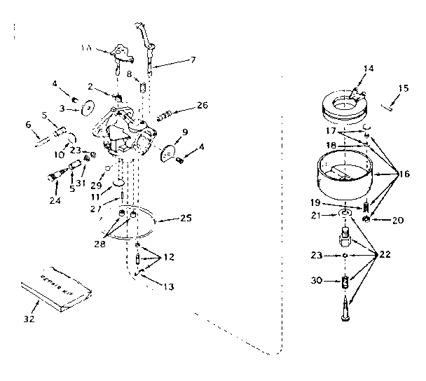 Carburetor Diagram and Parts List for 143575032  Craftsman Engine